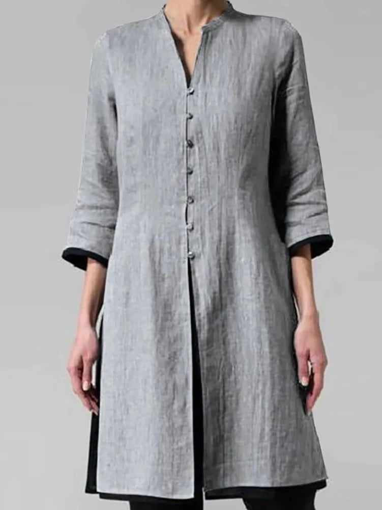Irregular Cotton And Linen Shirt Cardigan