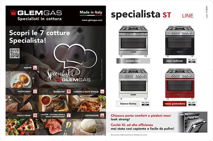 GLEM GAS - Cucina a gas ST664VI Classe A-INOX