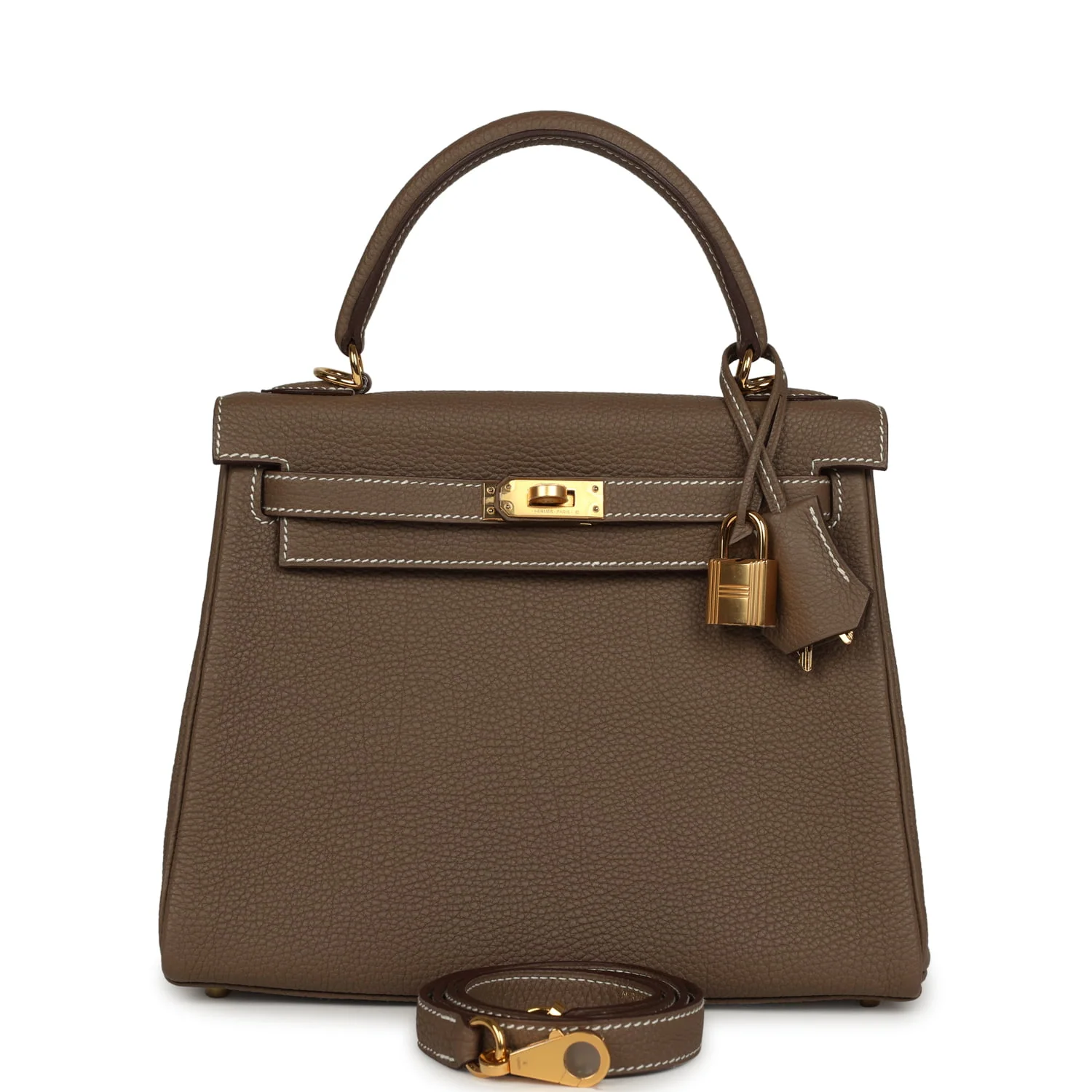 HERMÈS Kelly Retourne 25 Etoupe Togo Gold Hardware