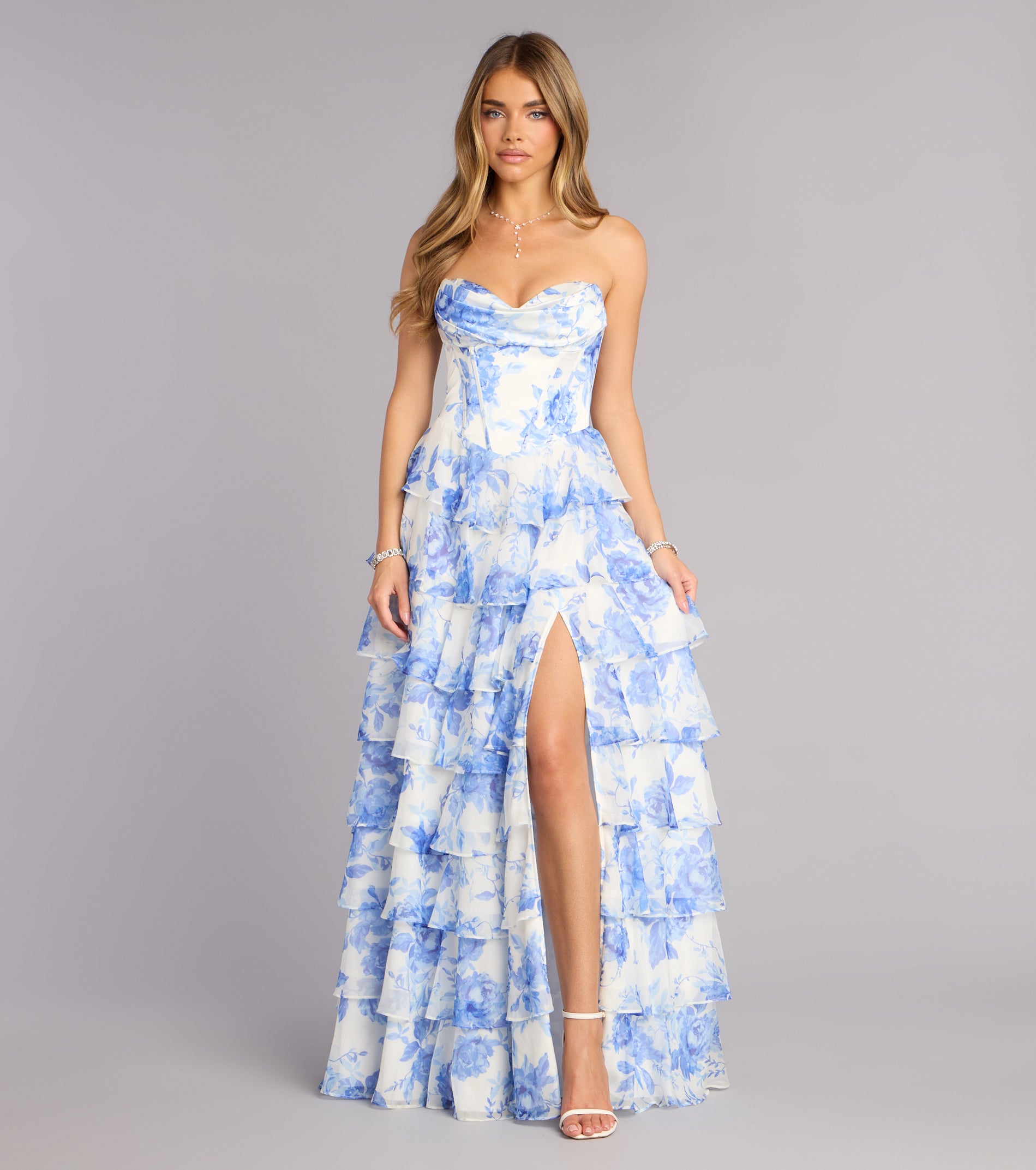 Floral Chiffon Formal Dress