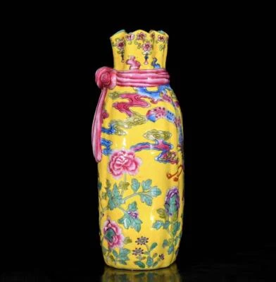 Qianlong Signed Old Chinese Colour Enamel Vase W/phoenix N3682