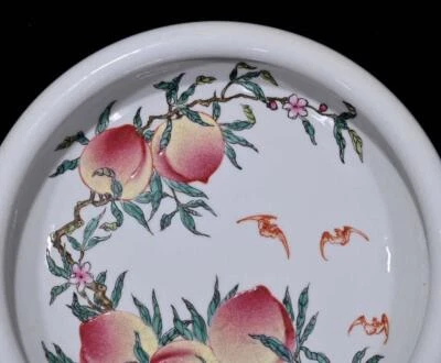Yongzheng Signed Old Chinese Famille Rose Brush Washer W/peach N355