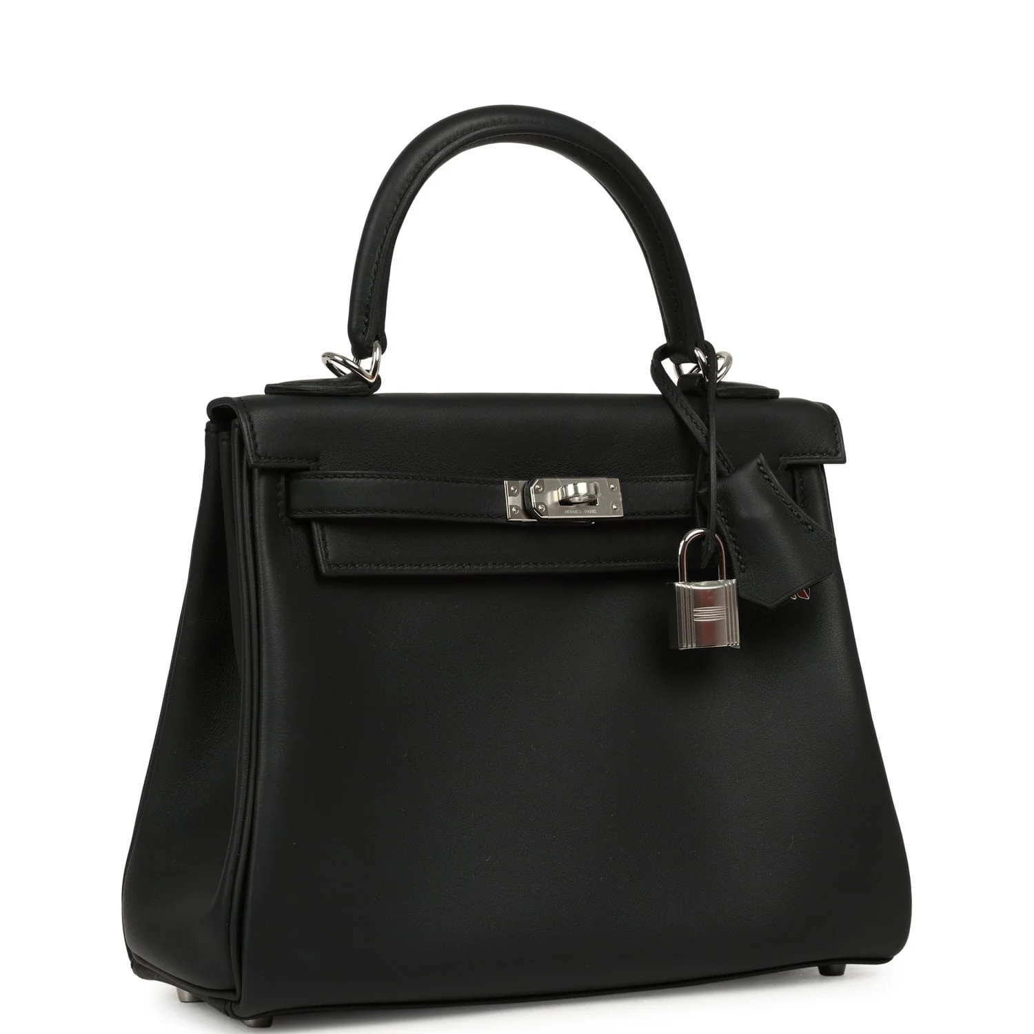HERMÈS Kelly Retourne 25 Black Swift Palladium Hardware