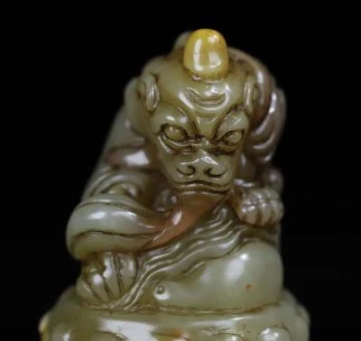 192G Old Chinese Shoushan Stone Seal Stamp Statue w/Kylin N2214