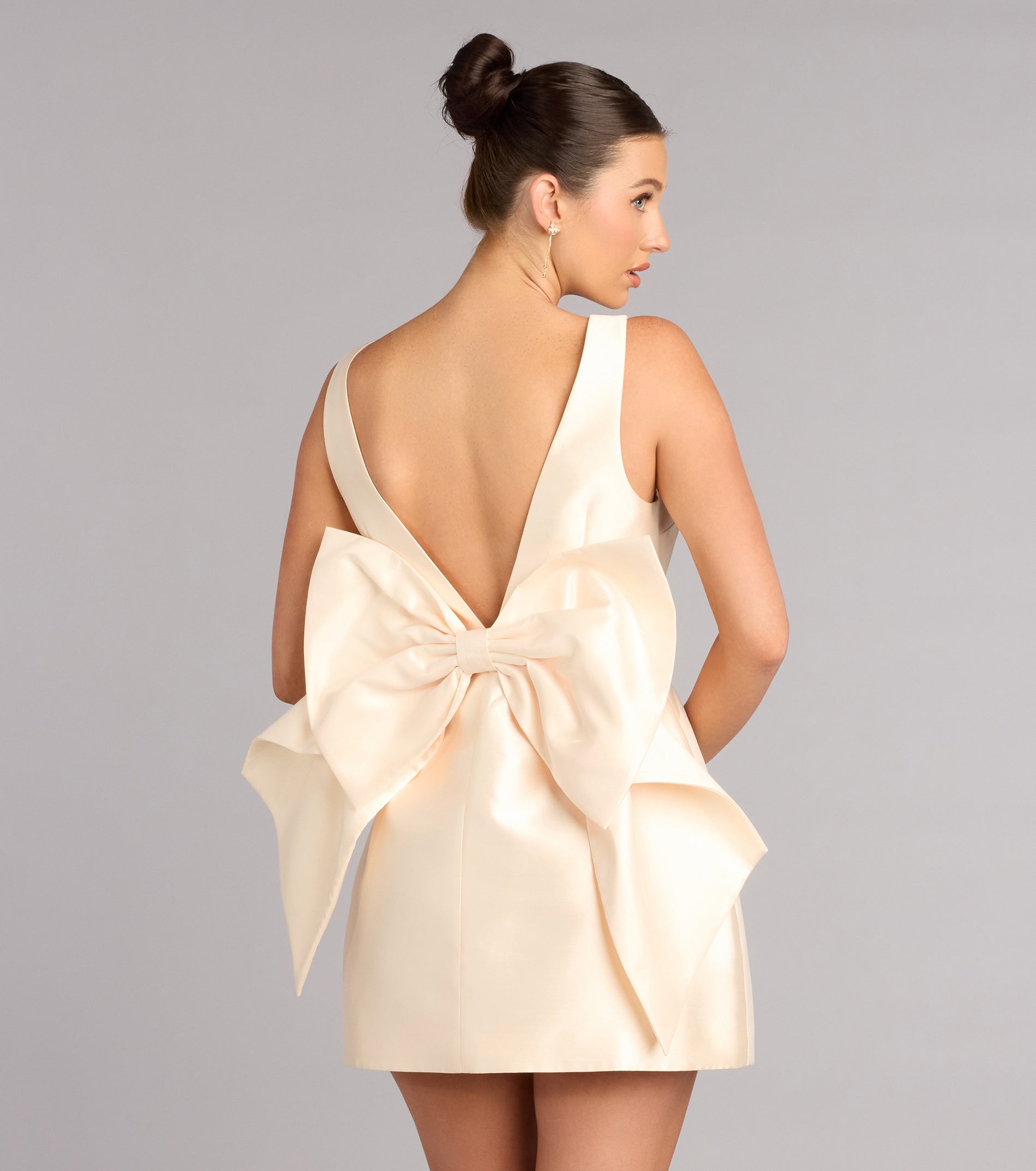 Satin Bow A‑Line Mini Dress