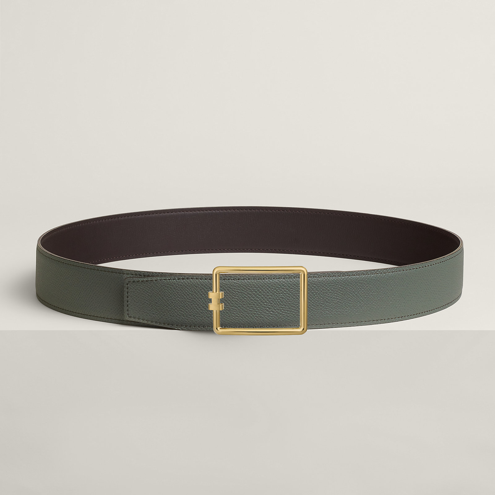 Tube H belt buckle & Reversible leather strap 38 mm