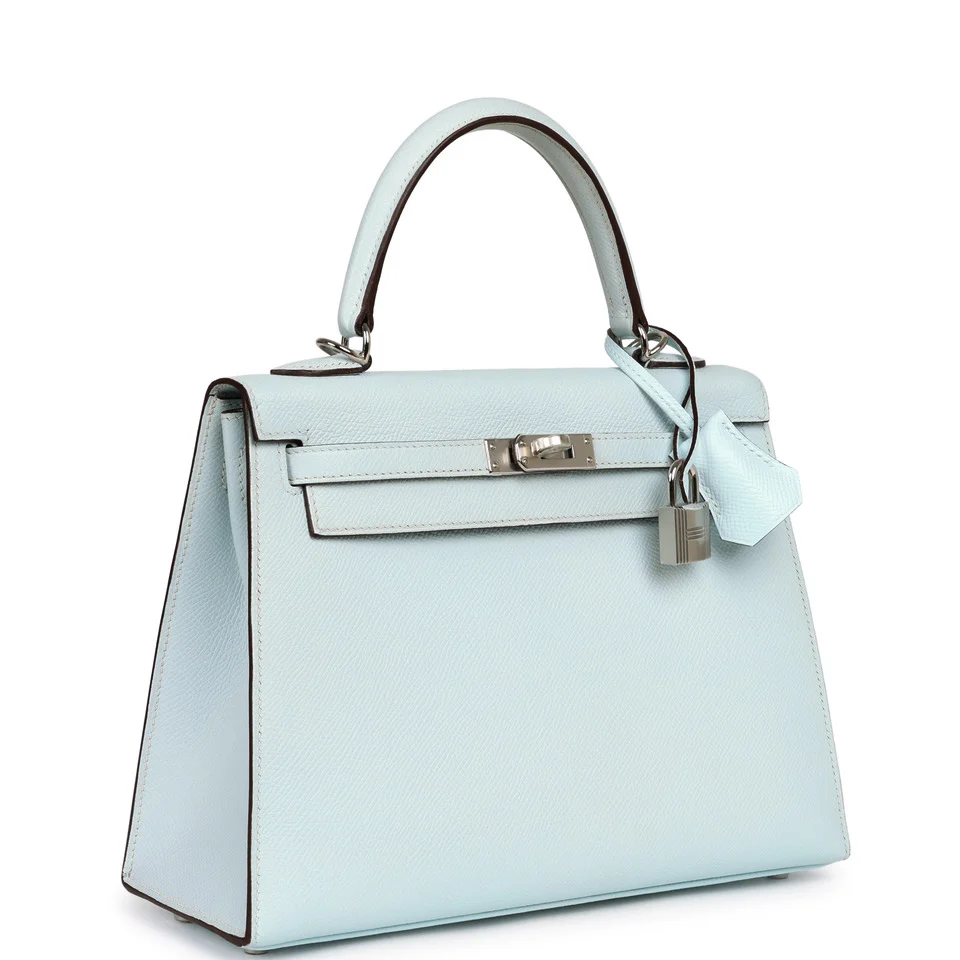 HERMÈS Kelly Sellier 25 Bleu Brume Epsom Palladium Hardware