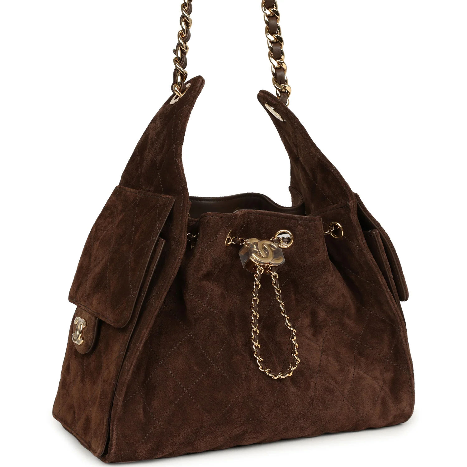 CHANEL Small 25 Hobo Bag Dark Brown Suede Gold Hardware