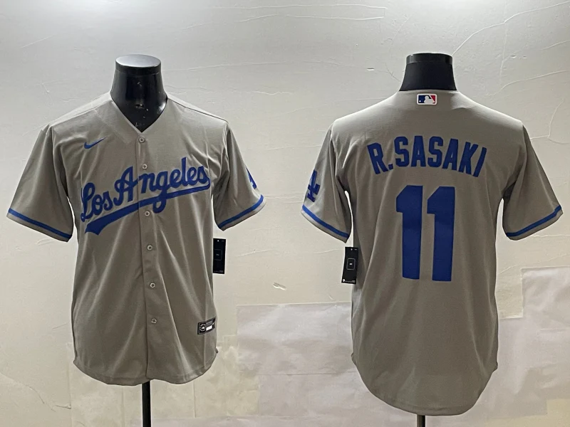 Men's Los Angeles Dodgers Roki Sasaki #11 Gray Alternate Replica Team Jersey