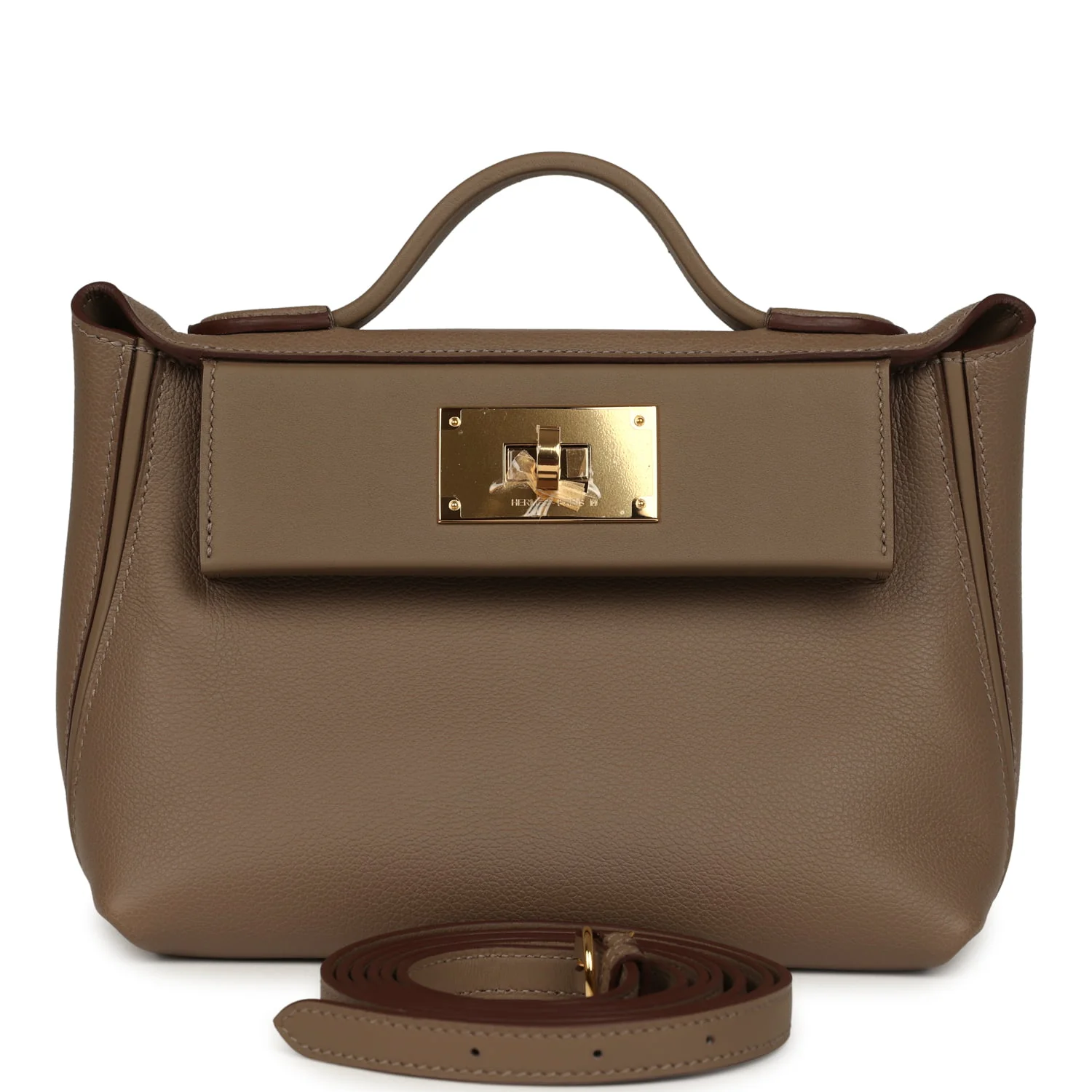 Hermes Mini 24/24 Bag Etoupe Evercolor and Swift Gold Hardware