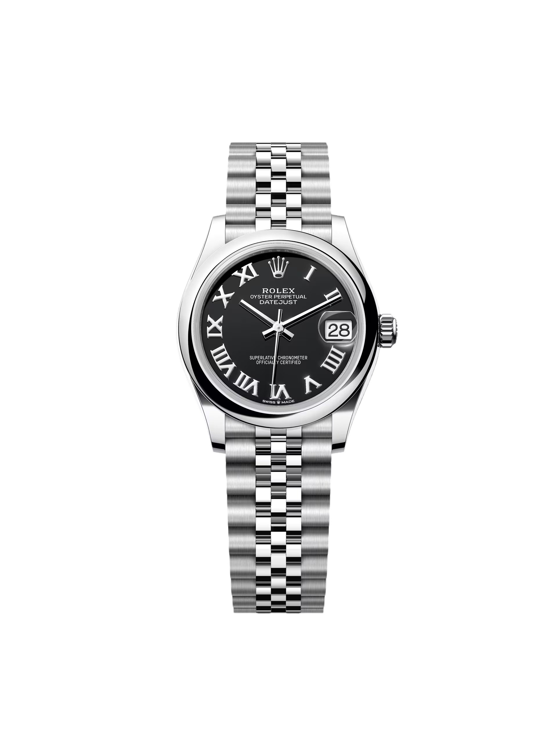 RLX Datejust m278240-0001/0002 31mm Black Roman Domed Bezel Oyster Oystersteel