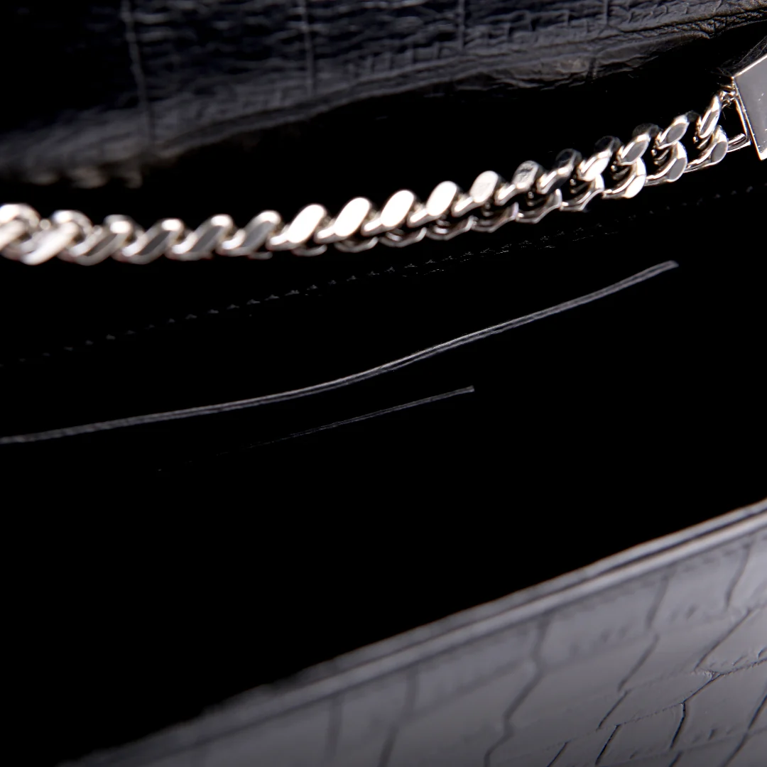 Kate Tassel Satchel Medium Croc Embossed 354119 Black