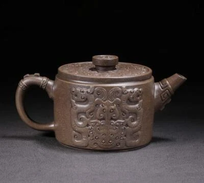 Gu Jingzhou Signed Old Chinese Handmade Yixing Zisha Teapot w/dragon N2102