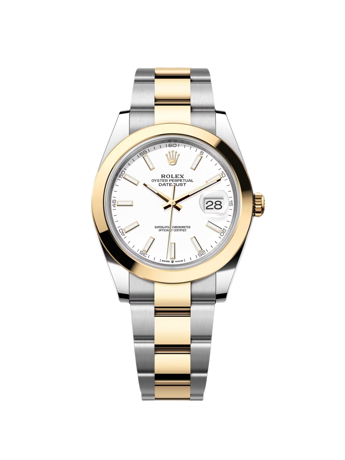 RLX Datejust 41mm 126303 White Index Oyster Steel and Yellow Gold Mens Watch