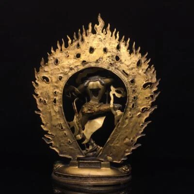 36CM Old Chinese Bronze Statue Buddha Q763