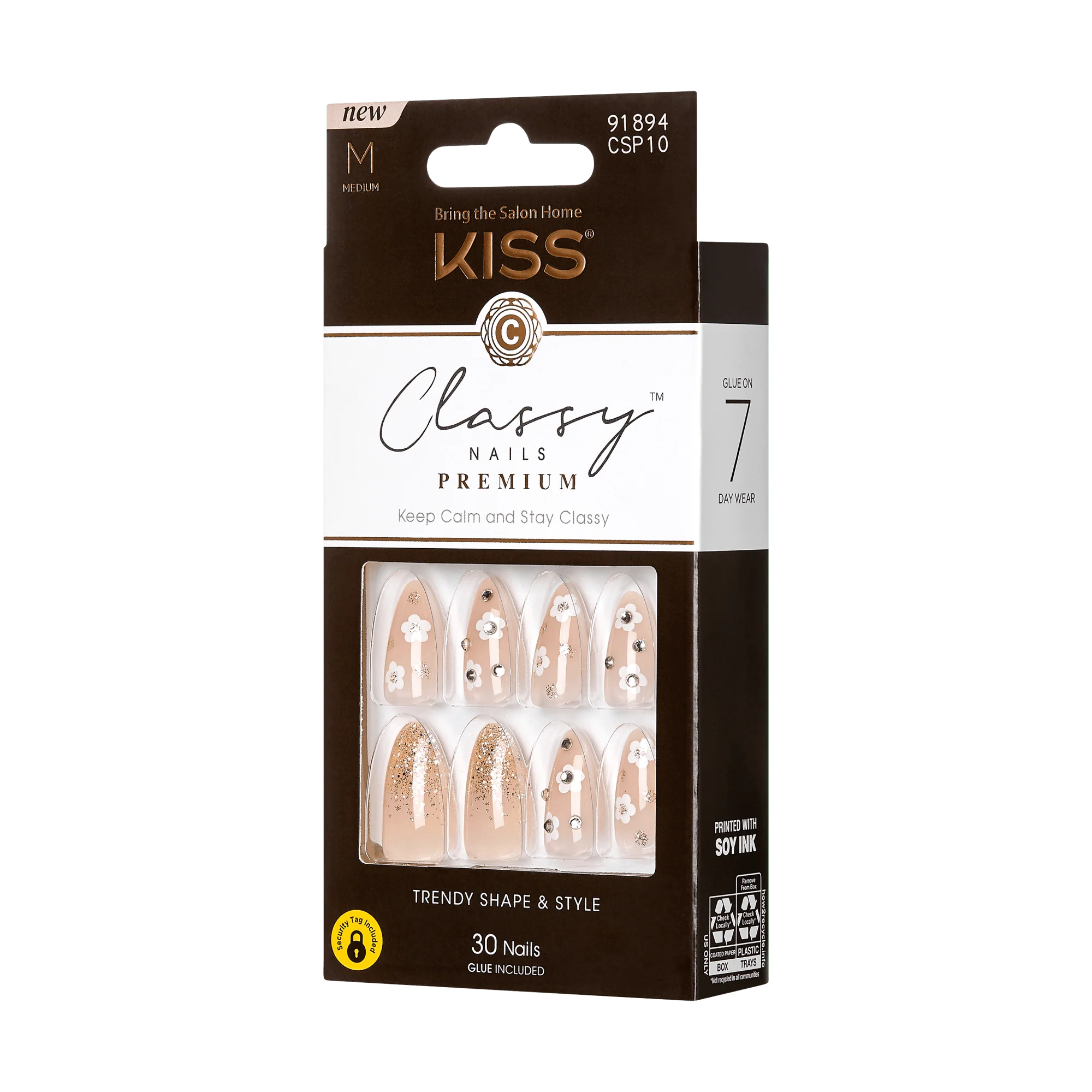 KISS Classy Premium Press On Glue Nails - Gleamin