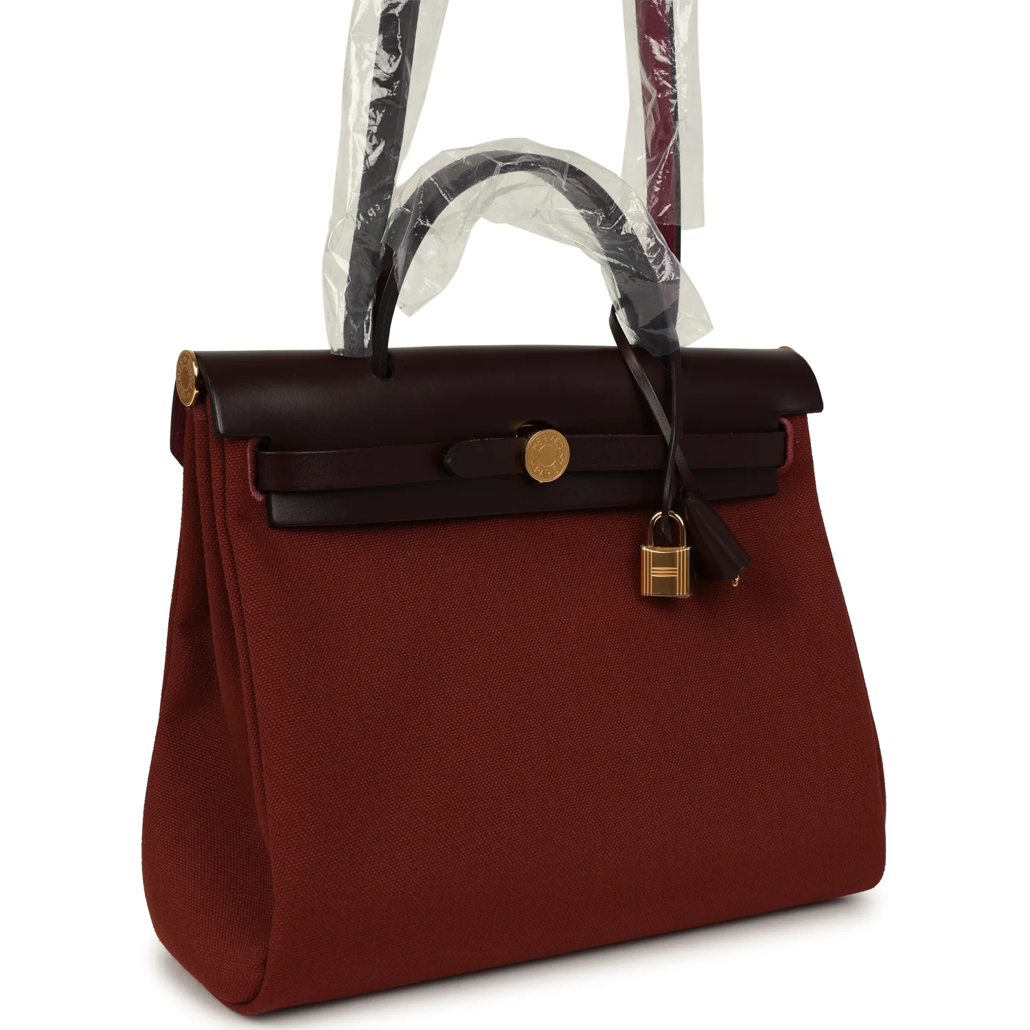 HERMÈS Herbag Zip 31 PM Rouge H Militaire Canvas, Rouge Sellier Vache Hunter Gold Hardware