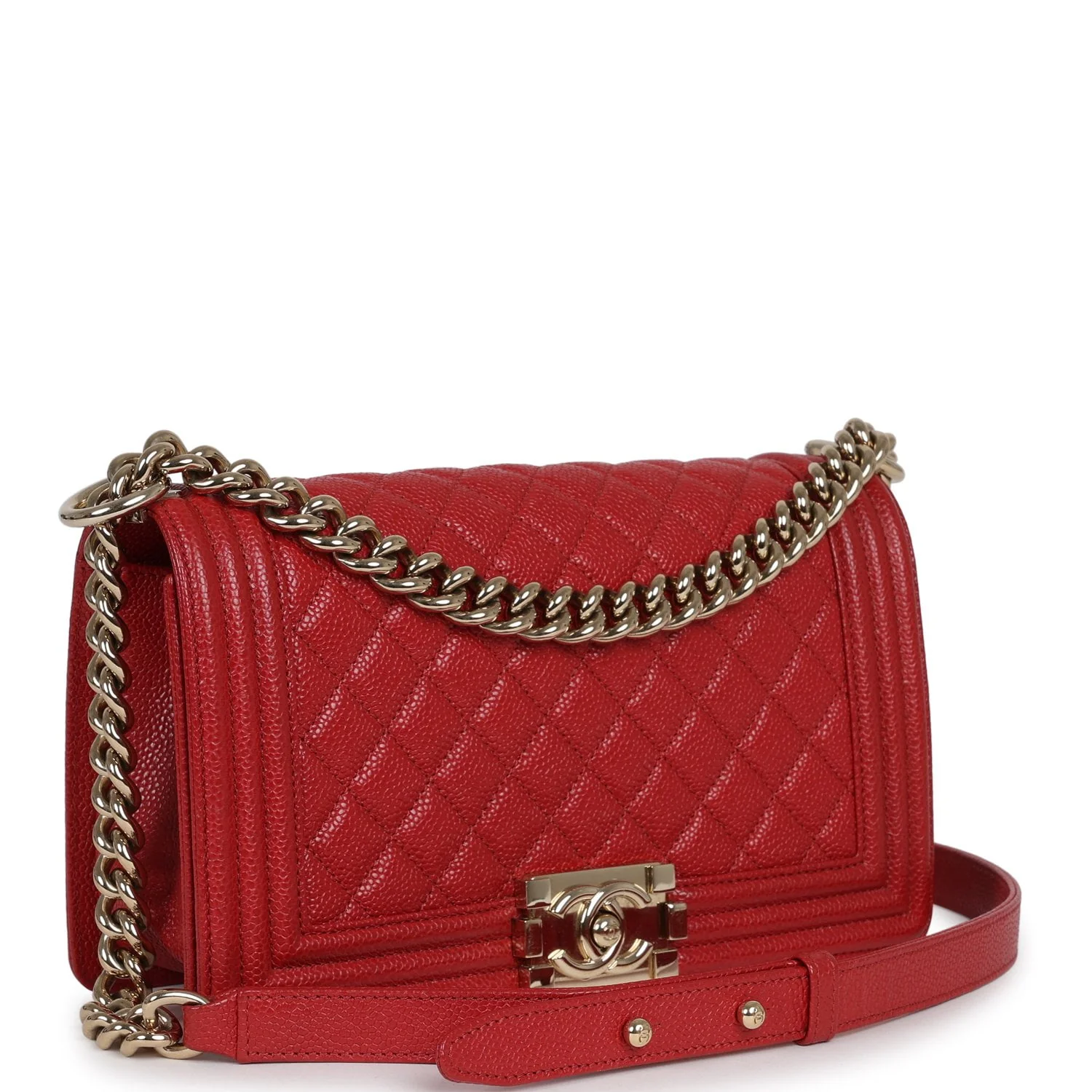 Chanel Medium Boy Bag Red Caviar Gold Hardware