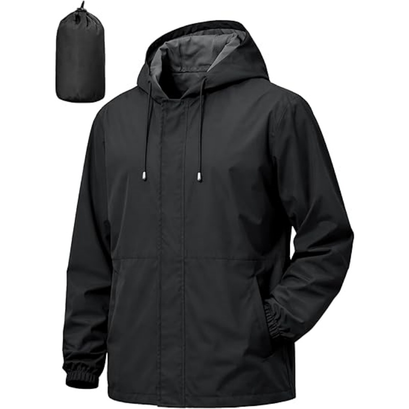 Men's Lightweight Waterproof Hooded Rain Jacket