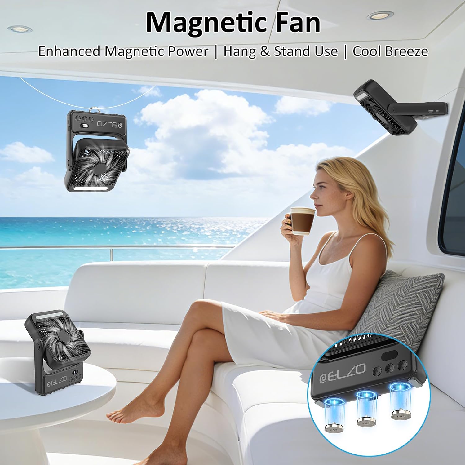 Magnetic Travel Fan With Night Light