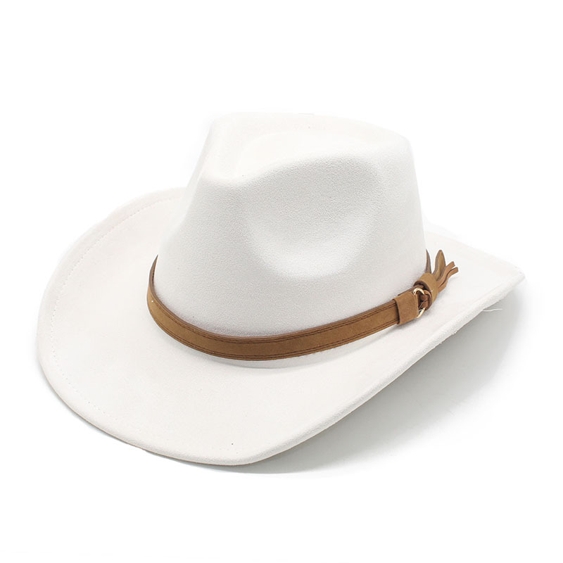 Men's Western Buckled Band Wide Brim Suede Cowboy Hat