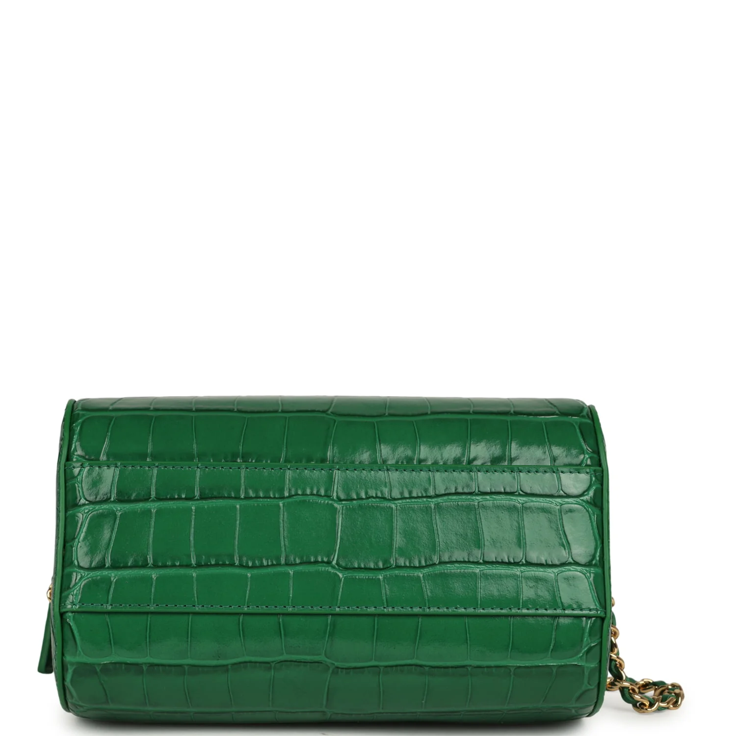 Chanel Mini Timeless Classic Barrel Bag with Chain Green Croc Embossed Calfskin Gold Hardware