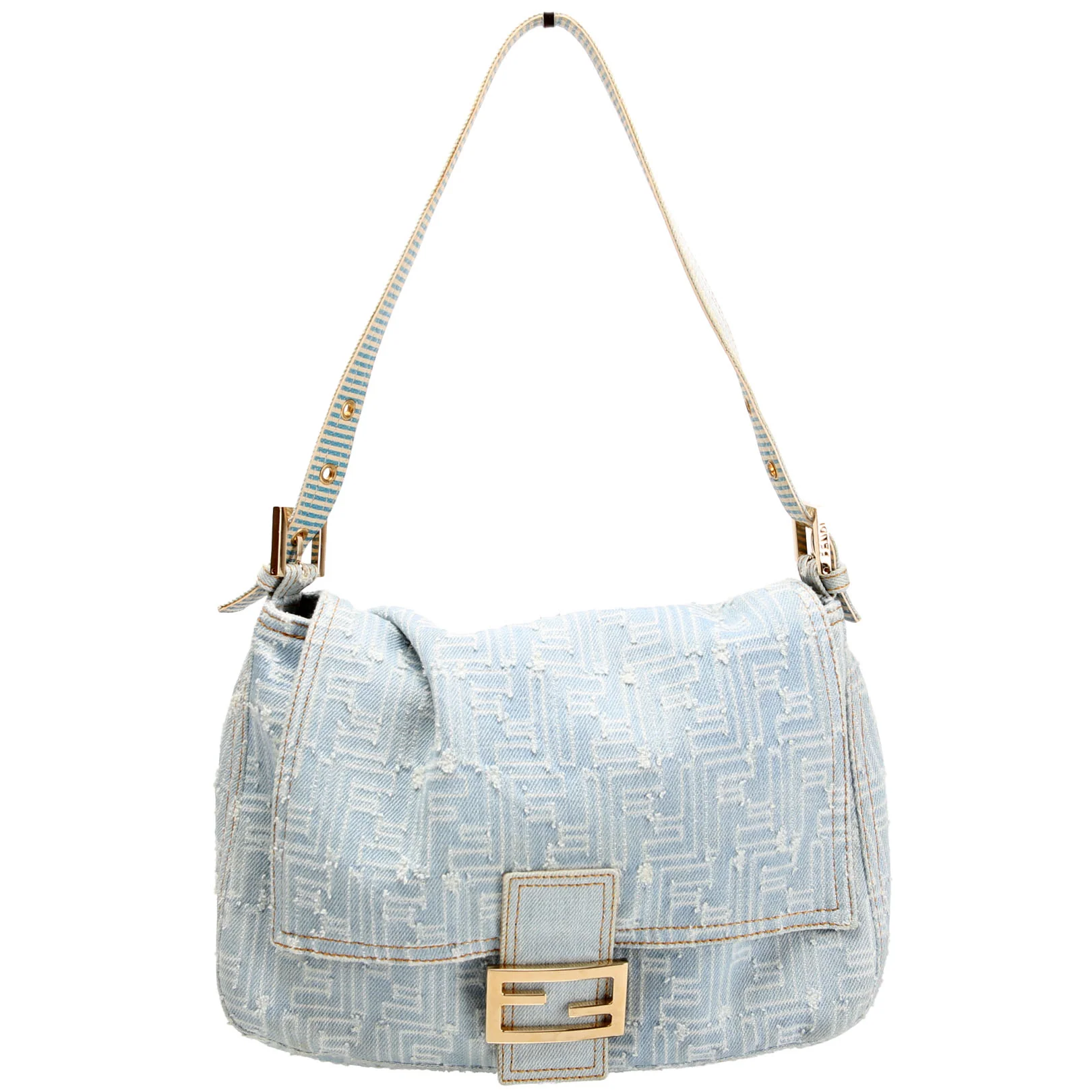 FENDI 8BR001 Zucca Denim Mama Baguette Denim