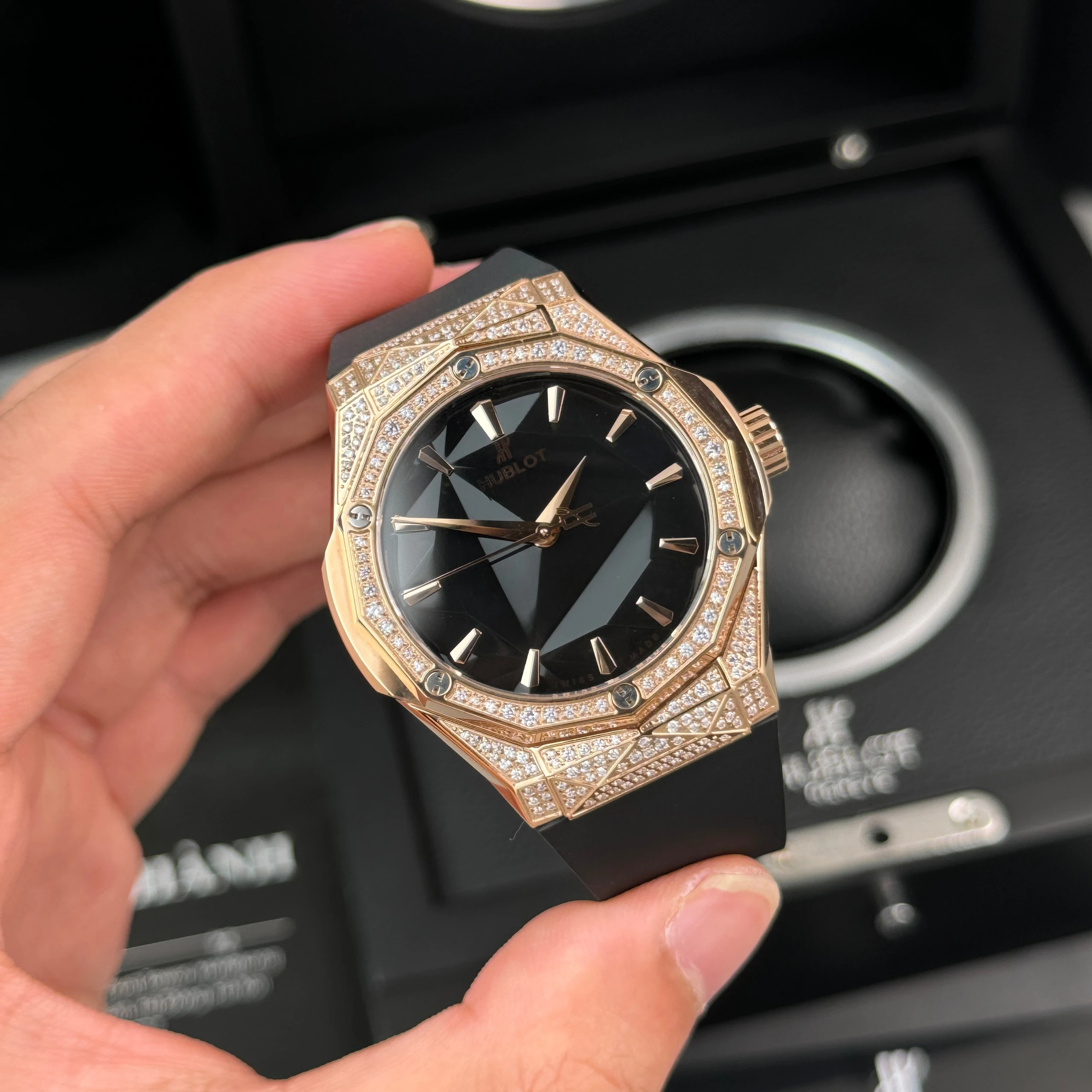 Hublot Classic Fusion Orlinski King Gold Pave Watch - 40 mm - Black Dial-550.OS.1800.RX.1604.ORL19