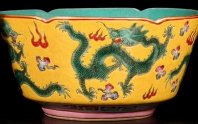 Yongzheng Signed Old Chinese Colour Enamel Bowl W/dragon N1420