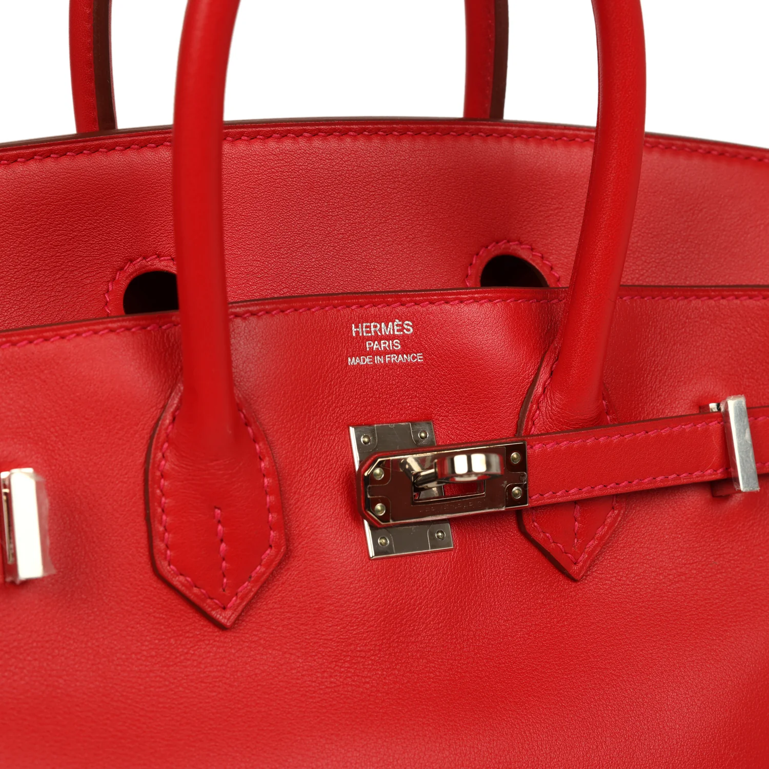 Hermes Birkin 25 Vermillion Swift Palladium Hardware