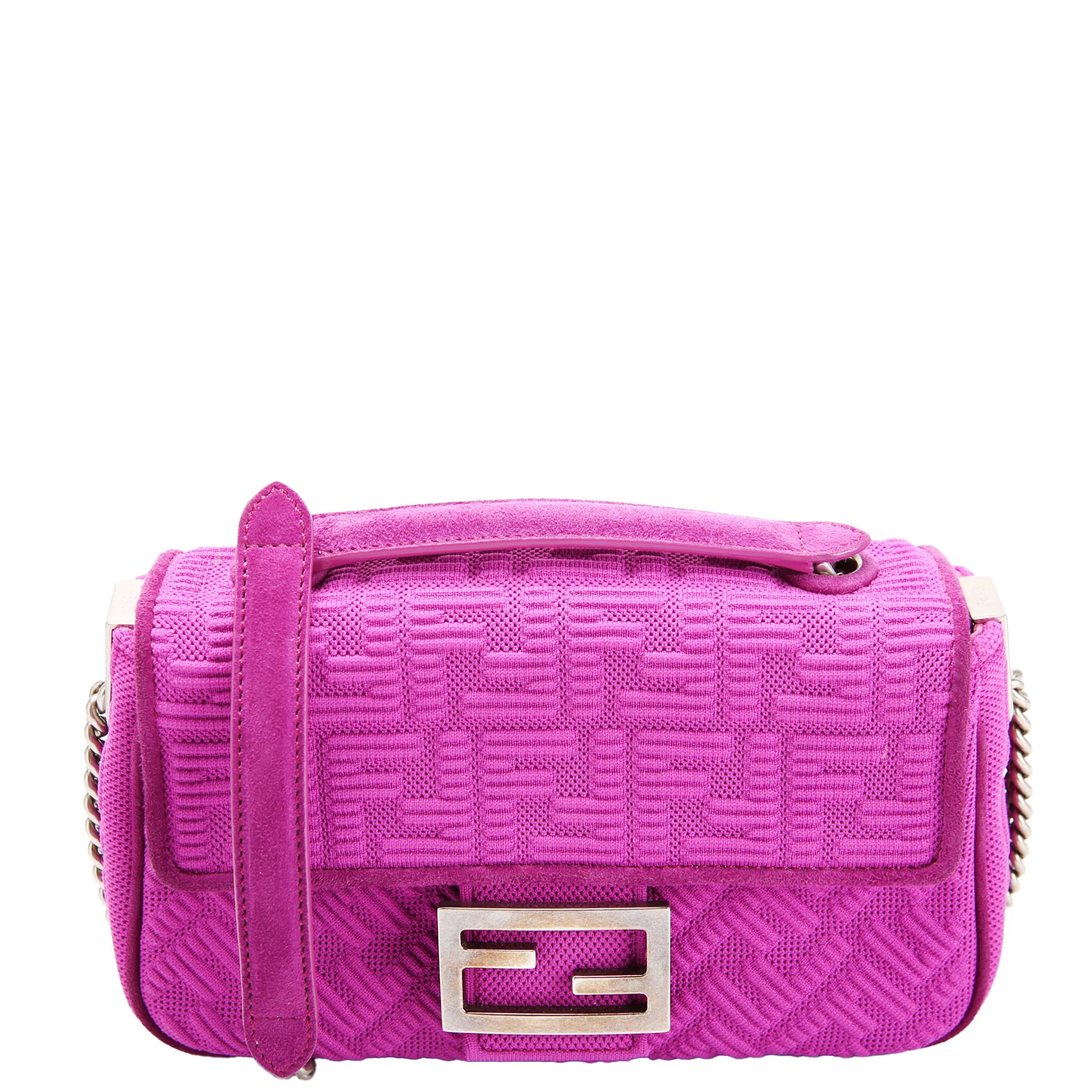 FENDI 8BR793 Zucca Midi Chain Baguette Fabric Purple