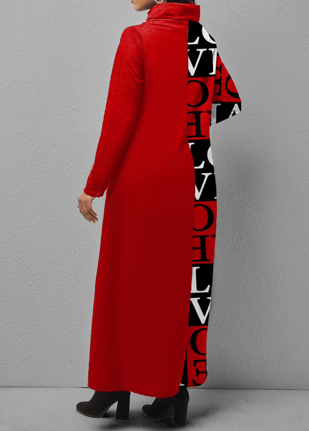 Letter Print Asymmetric Hem Dress
