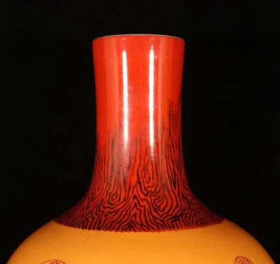 41CM Qianlong Signed Old Chinese Colour Enamel Vase W/sheep N1453