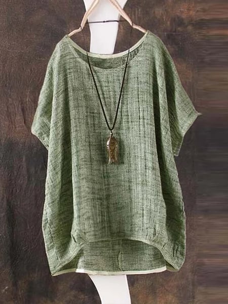 Solid Short Sleeve Round Neck Summer T-Shirts
