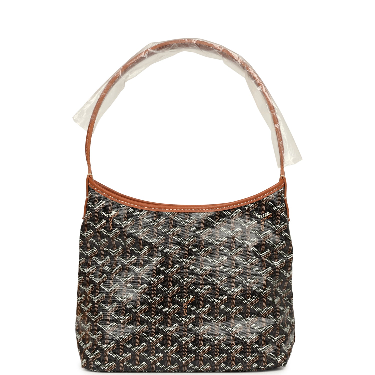 GOYARD Goyardine Black, Brown Bohème Mini Hobo Bag Palladium Hardware