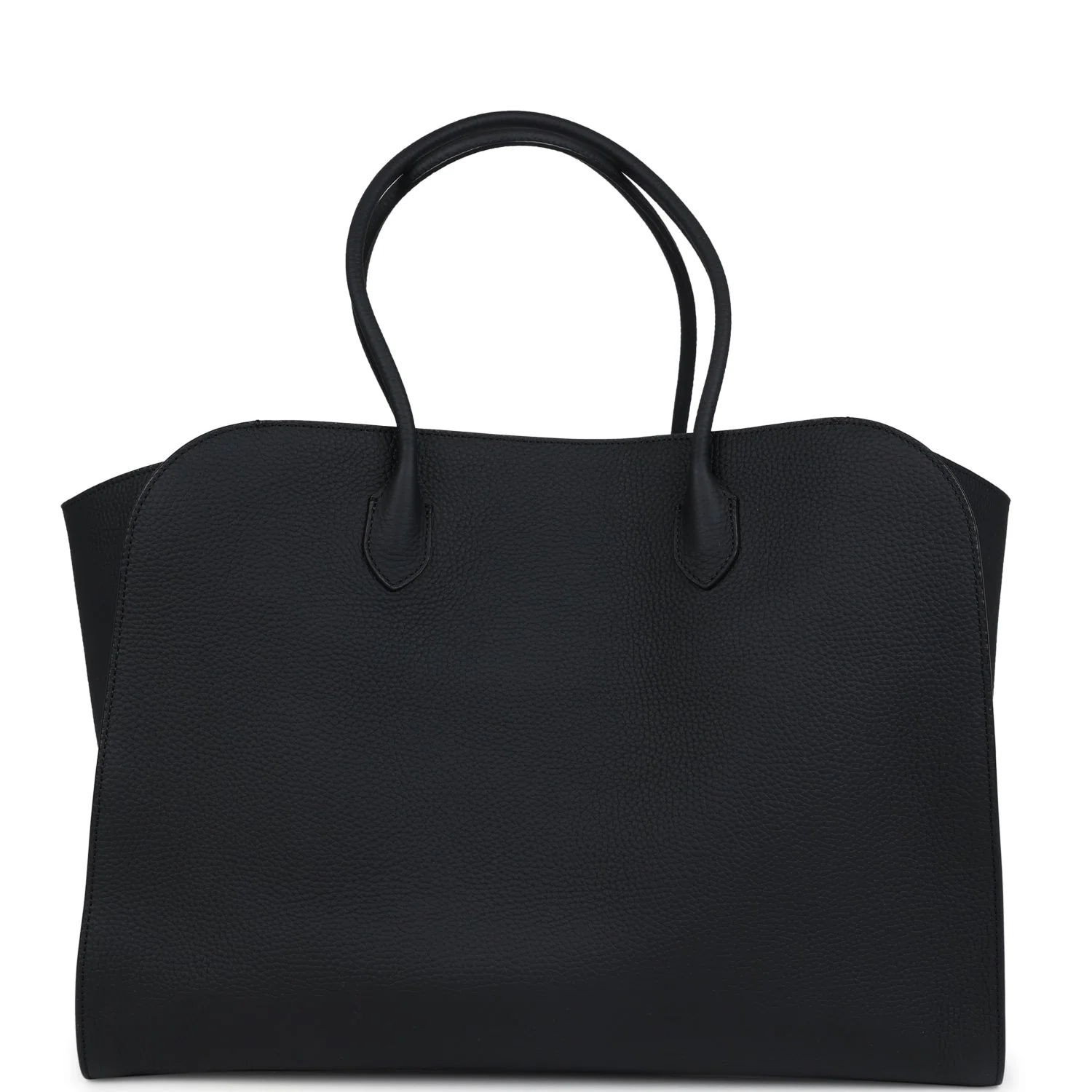THE ROW Marlo 17 Tote Bag Black Calfskin Leather Silver Hardware