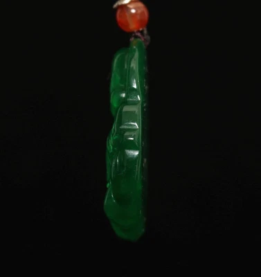18G Chinese Natural Green Jadeite Jade Pendant w/ Buddha