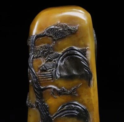 203G Old Chinese Shoushan Stone Seal Stamp Statue w/figure N2259