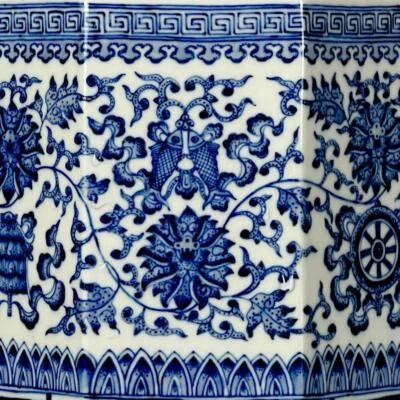 Kangxi Signed Old Chinese Blue and White Brush Washer W/flower CK472