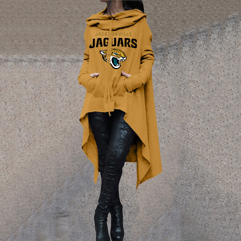 Fashionable Print Irregular Long Sleeve Sweatshirt-Jacksonville Jaguars
