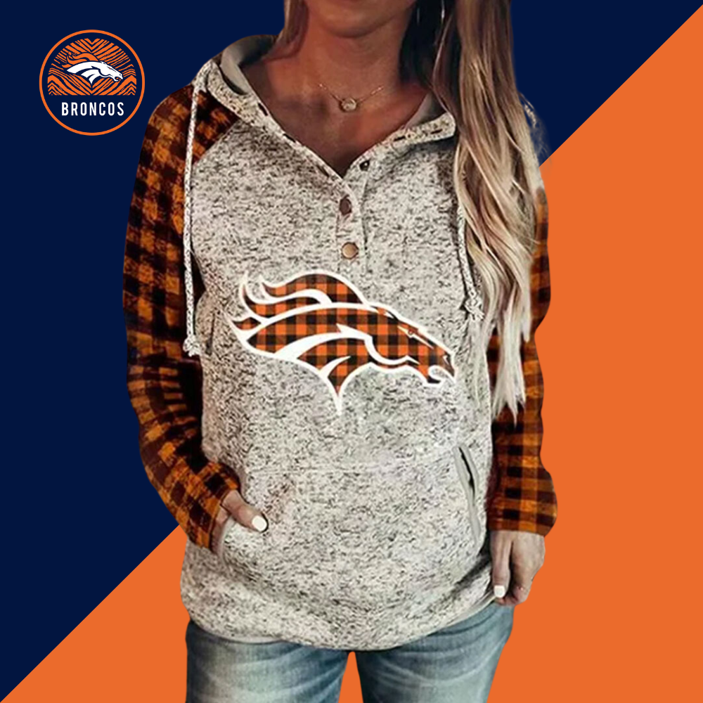 Denver Broncos Fashion Printed Patchwork Hoodie-Denver Broncos