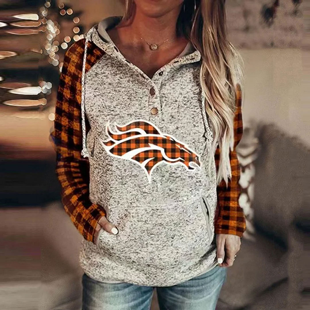 Denver Broncos Fashion Printed Patchwork Hoodie-Denver Broncos
