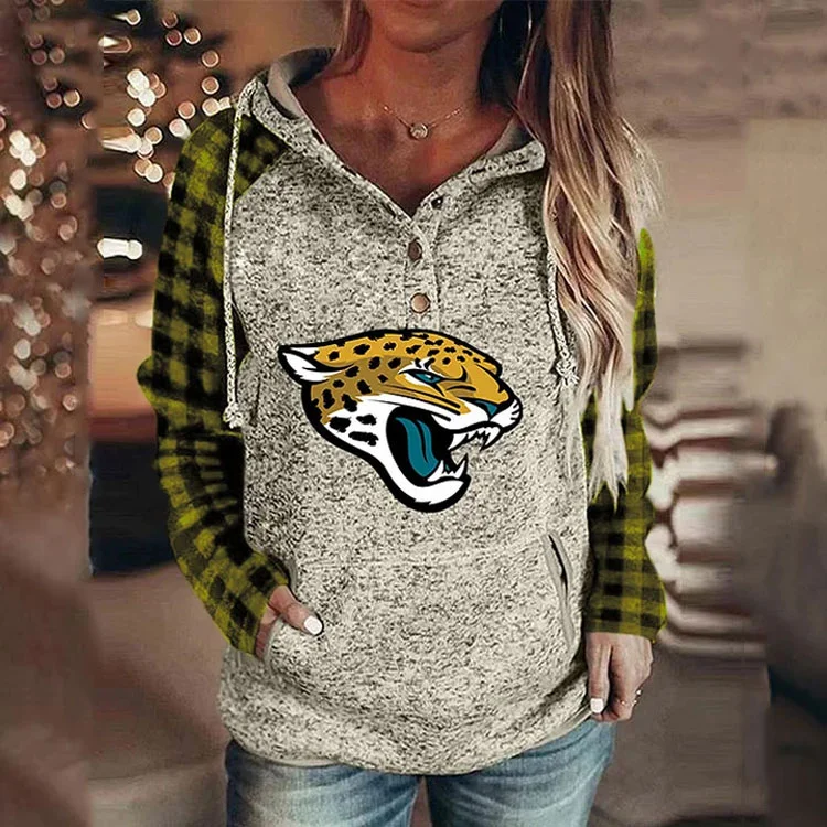 Casual loose stitched print Hoodie-Jacksonville Jaguars
