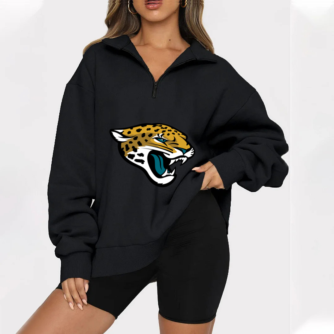 New Ladies Sports Leisure Lapel Zipper Sweatshirt-Jacksonville Jaguars