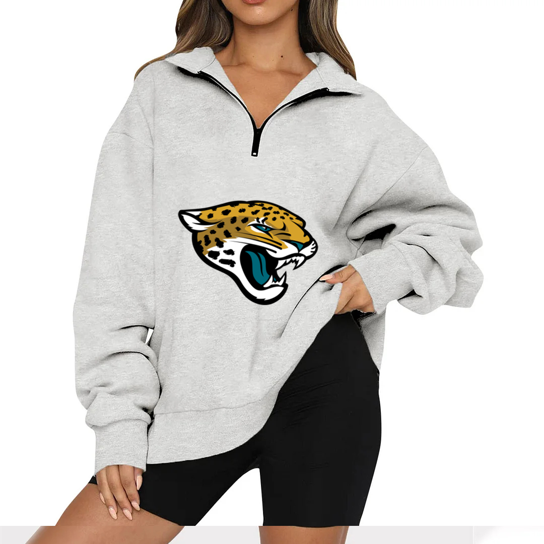 New Ladies Sports Leisure Lapel Zipper Sweatshirt-Jacksonville Jaguars