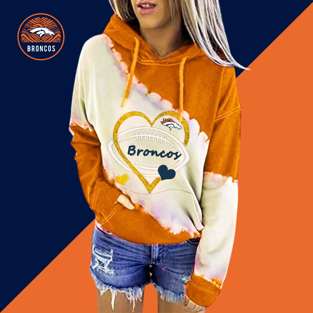 Denver BroncosFashion Printed Patchwork Hoodie-Denver Broncos