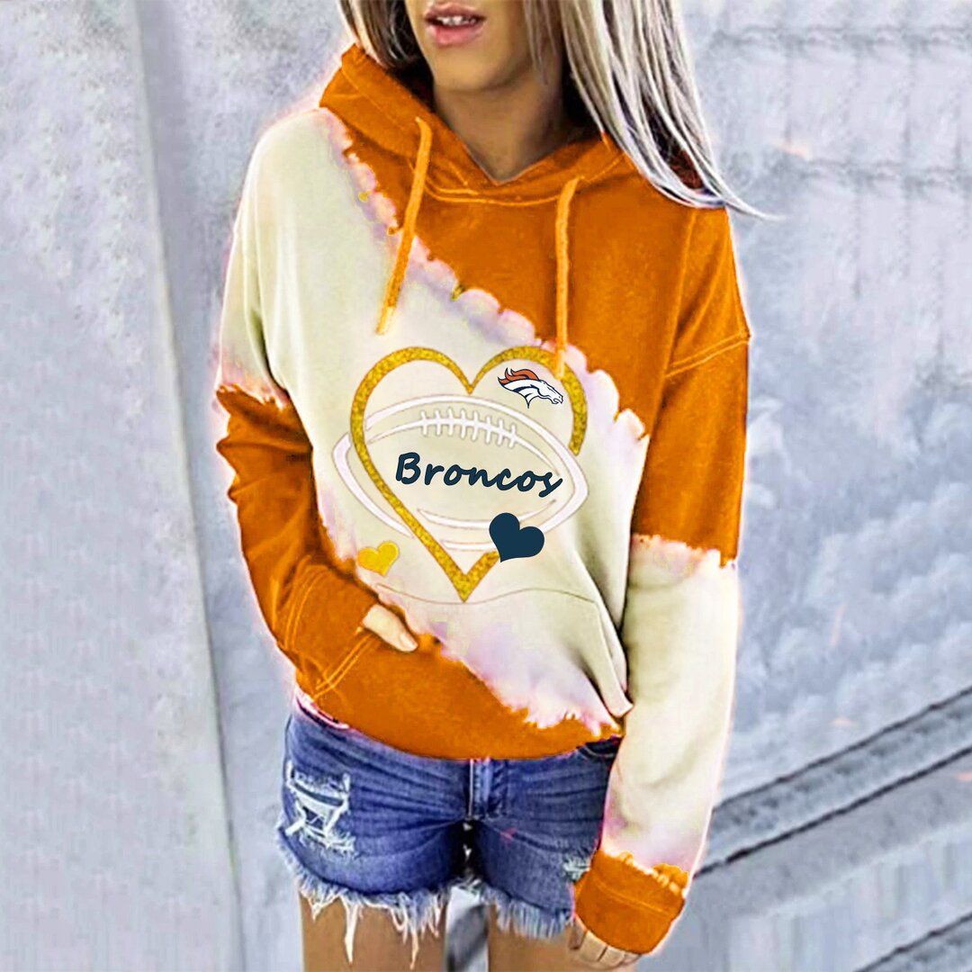 Denver BroncosFashion Printed Patchwork Hoodie-Denver Broncos