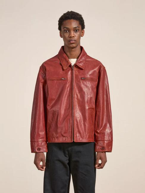 Marlboro Sun Faded Leather Racer Jacket