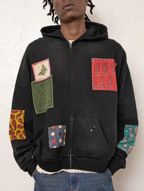 Tapestry Patchwork Zip Up Hoodie