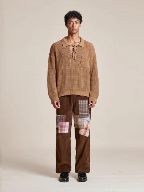 Tie-Collar Knit Sweater